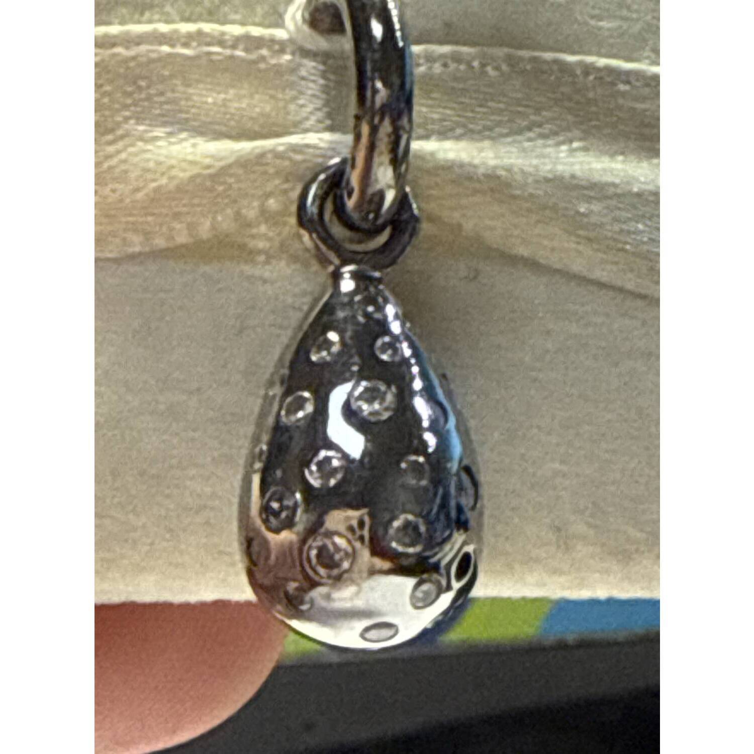 New Story Jewellery Women's Rhodium Plate Diamond Drop Charm In Silver